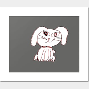 Child's drawing Bunny illustration Kid's art Rabbit sketch Posters and Art